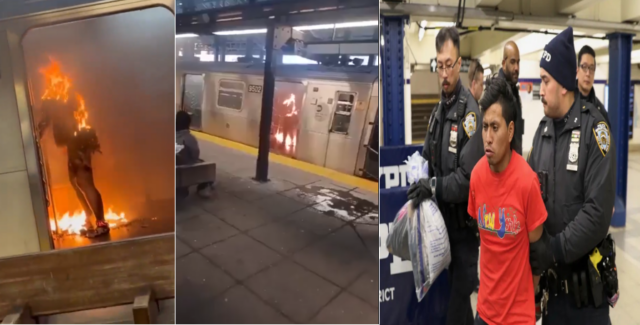 Man Lits up Woman Sleeping in a Subway, sat on a chair and watch her Burn to Death