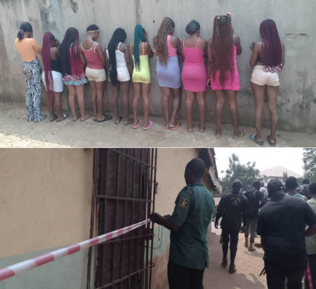 Ashawo Quarters Busted by Ocha Brigade in Anambra, 10 Sex Workers and Drug Traffickers Arrested.