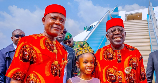 President Tinubu arrived Enugu in Sparkling Ndigbo attires to commission Projects