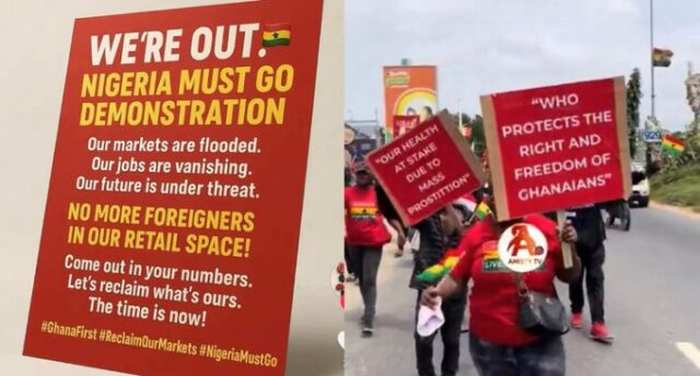 Ghanaians Protest in Accra, Demand Nigerians Leave, Blame them For Rising Insecurity