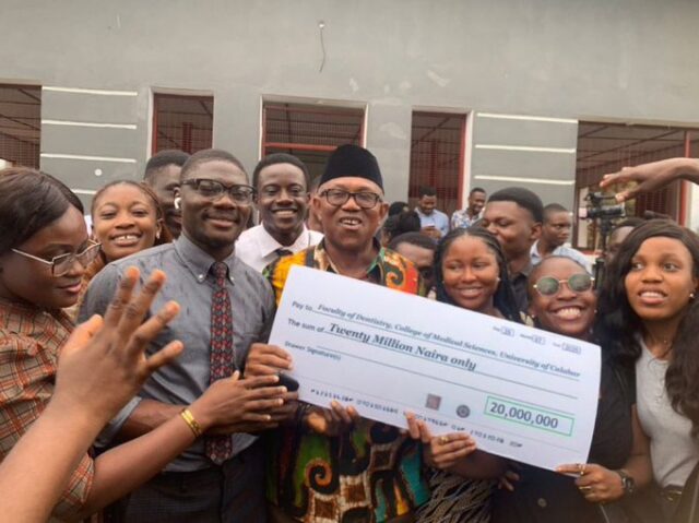 VIDEO: Peter Obi Donates ₦20m to Save Stranded UNICAL Dentistry Students Whom the School Asked to Leave