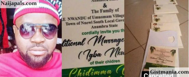 ANAMBRA: Man Cancels Wedding After Discovering Fiancée’s Alleged Affair with Reverend Father Even While the Wedding Plans Was Ongoing