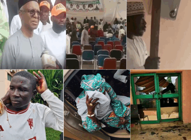 VIDEO: Thugs Allegedly Sponsored by Govt, Attack El-Rufai’s ADC Coalition Meeting in Kaduna, Injure Members, Damage Vehicles