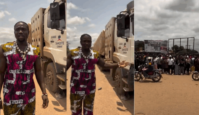 VIDEO: VDM Mounts Roadblock Against Dangote Trucks on Auchi Road Until Victims of the Recent Accidents are Compensated