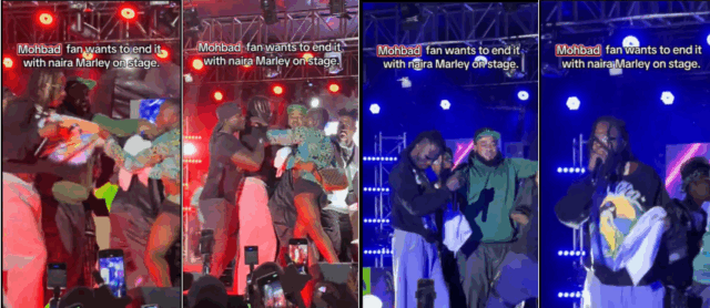 VIDEO: Moment Die-Hard Fan of Late Mohbad Stormed Stage to Beat Naira Marley During his Concert in Benin