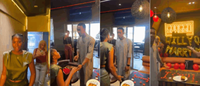 VIDEO: See Moment Lady Rejected Boyfriend's Marriage Proposal and Walked Away Because He Refused to Kneel Down While Proposing