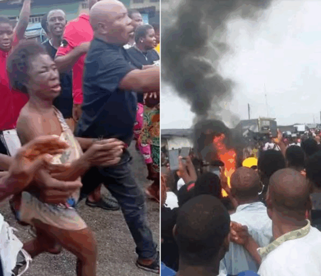 VIDEO: Mob Burns Woman Alive After She was Accused of Kidnapping Seven-year-old Boy in Delta