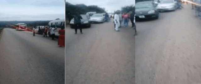 VIDEO: Nigeria Policemen Reportedly Flee For their Lives as Kidnappers Block Major Highway in Enugu
