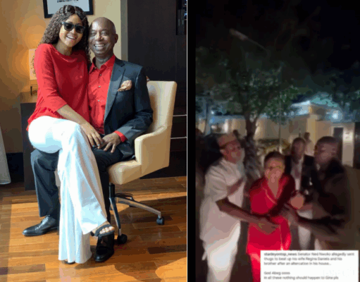 VIDEO: “Regina is battling with drʉgs and alcɵhol ɑbuse, she is the violent one” — Sen. Ned Nwoko Denies Being Abʉsive to Regina Daniels, Says He Has Never Beaten any of His Wives Before VIDEO: "Regina is battling with drugs and alcohol abuse, she is the violent one" — Sen. Ned Nwoko Denies Being Abusive to Regina Daniels, Says He Has Never Beaten any of His Wives Before