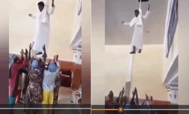 VIDEO: Moment Church Congregation Sang Farewell to their Pastor as He Ascended to Heaven in What Seems to be a Rapture