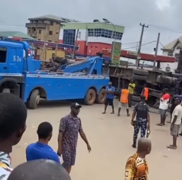 VIDEO: Three Killed as Trailer Crushes Tricycles in Anambra