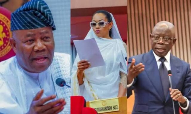 VIDEO: Another Drama in Senate as Akpabio, Natasha Akpoti and Adams Oshiomole Clash Over Abortion Bill