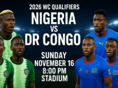 2026 WCQ Playoffs: Nigeria’s Super Eagles Take on The Leopards of DR Congo in the Playoffs Finals to get 2026 World Cup Ticket 2026 WCQ Playoffs: Nigeria's Super Eagles Take on The Leopards of DR Congo in the Playoffs Finals to get 2026 World Cup Ticket